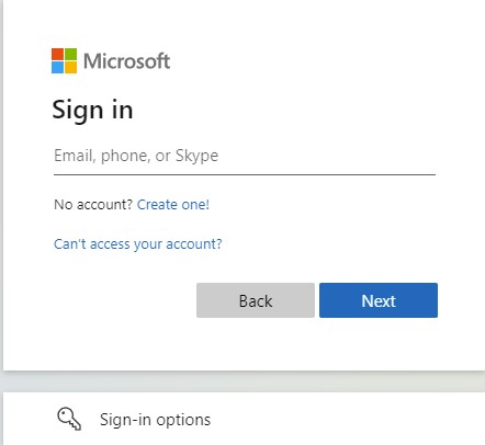 Képernyőkép Microsoft Sign In