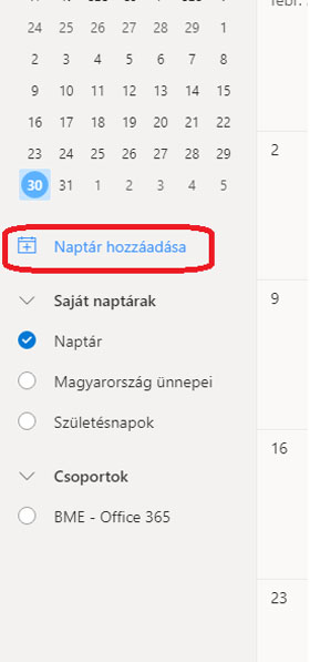 Képernyőkép webes Outlook